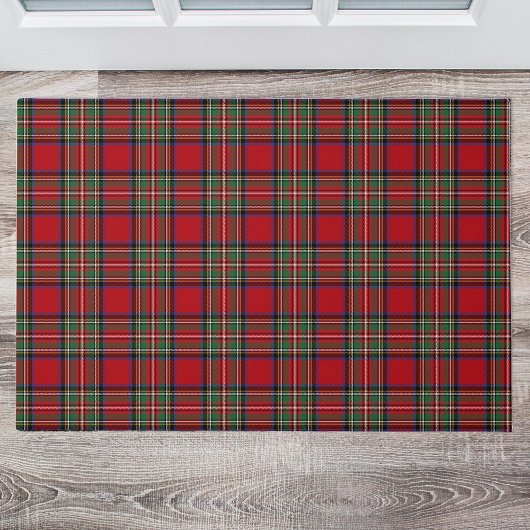 Plaid Clan Stewart Green Red Blue Check Tartan Deurmat