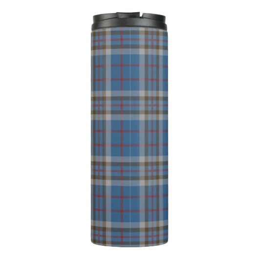Plaid Clan Thompson Tartan Blauw Grijs Check Koffi Thermosbeker (Achterkant)