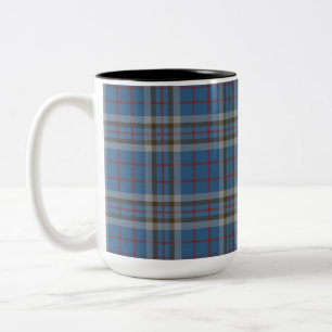 Plaid Clan Thompson Tartan Blauw Grijs Geruit Tweekleurige Koffiemok