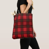 Plaid Clan Wallace Tartan Zwart Rood Check Tote Bag (Dichtbij)