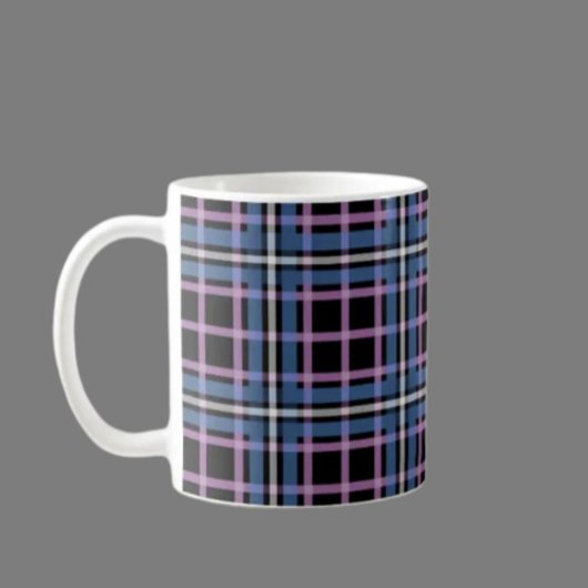 Plaid Classic Mug – Blue & Lavender Checkered Koffiemok