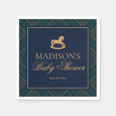 Plaid Classic Rocking Horse Baby Shower Dessert Servet (Voorkant)