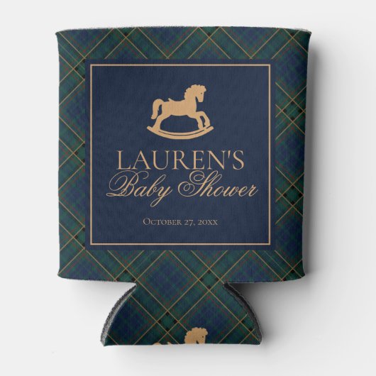 Plaid Classic Rocking Horse Baby Shower Favor Blikjeskoeler (Voorkant)