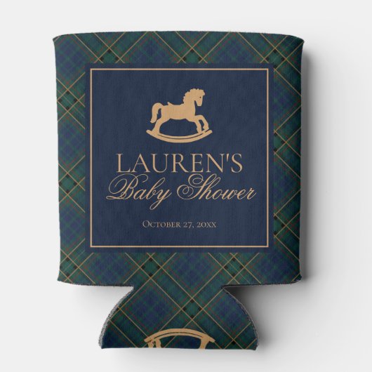 Plaid Classic Rocking Horse Baby Shower Favor Blikjeskoeler (Achterkant)