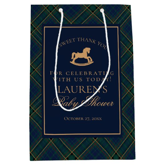 Plaid Classic Rocking Horse Baby Shower Favors Medium Cadeauzakje (Voorkant)