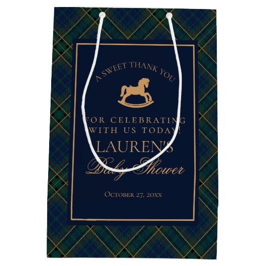 Plaid Classic Rocking Horse Baby Shower Favors Medium Cadeauzakje (Achterkant)