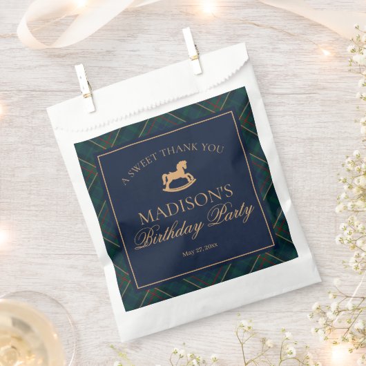 Plaid Classic Rocking Horse Birthday Dessert Bedankzakje (Geknipt)