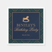 Plaid Classic Rocking Horse Birthday Party Dessert Servet (Voorkant)