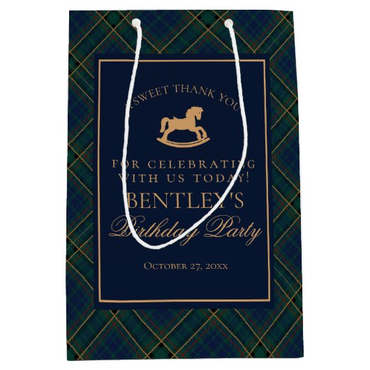 Plaid Classic Rocking Horse Birthday Party Favors Medium Cadeauzakje (Voorkant)