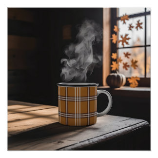 Plaid Coffee Mok Heritage Pattern Herfst Stoomkuns Perfect Poster