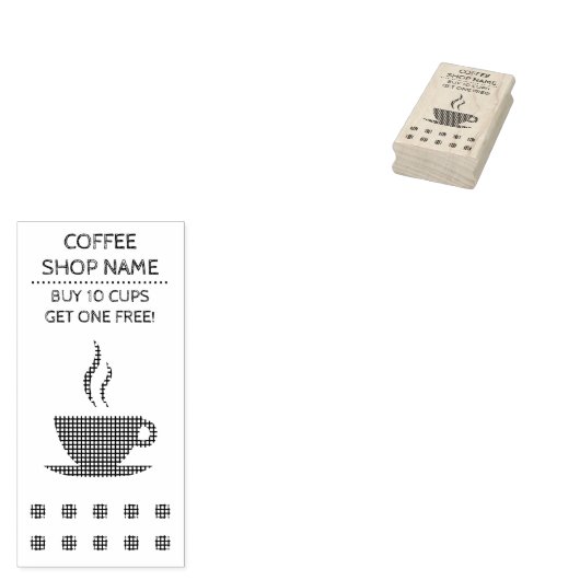 plaid coffee visitekaartje stempel (Gestempeld)