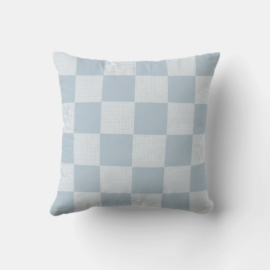 Plaid Controleer Patroon Pastel Blauw Kussen (Achterkant)