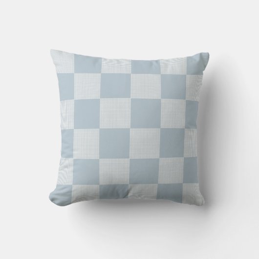 Plaid Controleer Patroon Pastel Blauw Kussen (Voorkant)