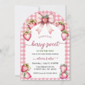 Plaid Coquette Berry Zoete Baby Shower Roze Berry Kaart (Voorkant)