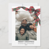 Plaid Coquette Bow Kerstmis Winter 2 Foto Feestdagenkaart (Voorkant)