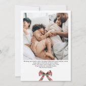 Plaid Coquette Bow Kerstmis Winter 2 Foto Feestdagenkaart (Achterkant)