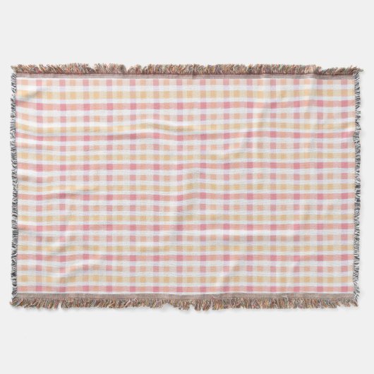Plaid Coral en Roze Deken (Voorkant)