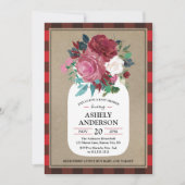 Plaid Country Mason Jar Baby shower Uitnodiging (Voorkant)