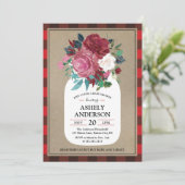 Plaid Country Mason Jar Baby shower Uitnodiging (Staand voorkant)