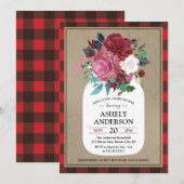 Plaid Country Mason Jar Baby shower Uitnodiging (Voorkant / Achterkant)