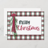 Plaid Custom Merry Christmas Kaart (Voorkant / Achterkant)