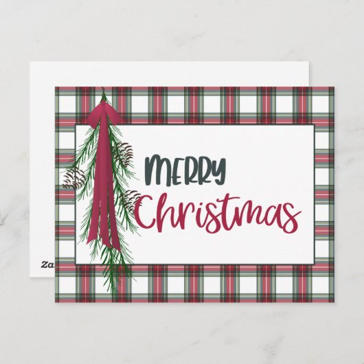 Plaid Custom Merry Christmas Kaart (Voorkant / Achterkant)