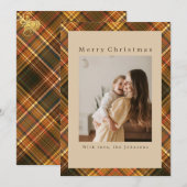 Plaid Custom Photo Christmas Feestdagenkaart (Voorkant / Achterkant)