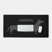 Plaid Dachshund on Black Personalised Bureaumat (Keyboard & Muis)