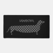 Plaid Dachshund on Black Personalised Bureaumat (Voorkant)