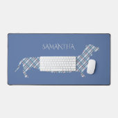Plaid Dachshund on Blue Personalised Bureaumat (Keyboard & Muis)