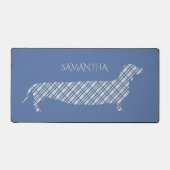 Plaid Dachshund on Blue Personalised Bureaumat (Voorkant)