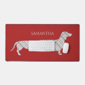 Plaid Dachshund on Red Personalised Bureaumat (Keyboard & Muis)