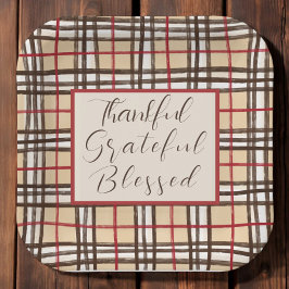 Plaid Dankbaar Gelukkig Gezegend Papieren Bordje