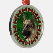 Plaid Dog Bone Lijst Schattige Doge Foto Kerstmis Metalen Ornament (Rechts)