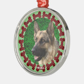 Plaid Dog Bone Lijst Schattige Doge Foto Kerstmis Metalen Ornament (Links)