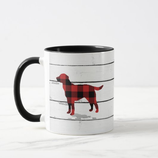 Plaid Dog Labrador Rustic Shiplap Mok (Links)