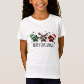 Plaid Dog Paw Prints Zwart Vrolijk Kerstmis Tekst T-shirt (Voorkant)