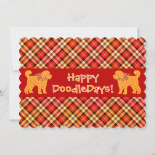 Plaid Doodle Gouden Gele Hond Gepersonaliseerd Feestdagenkaart