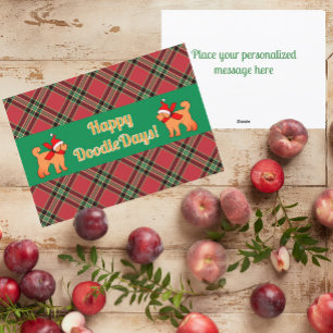 Plaid Doodle Gouden Gele Hond Gepersonaliseerd Feestdagenkaart