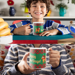 Plaid Doodle Gouden Gele Hond Gepersonaliseerd Koffiemok