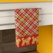 Plaid Doodle Gouden Gele Hond Theedoek