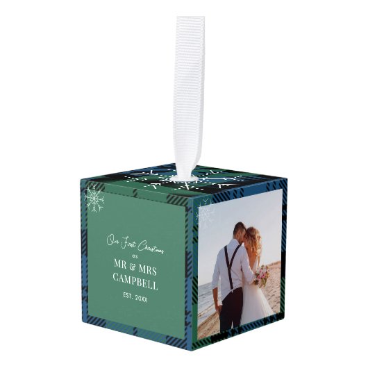 Plaid Eerste Kerstmis Getrouwd Campbell Tartan Decoratie (Voorkant hoekig)