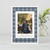 Plaid Elegant Photo Graduation Announcement Kaart (Staand voorkant)