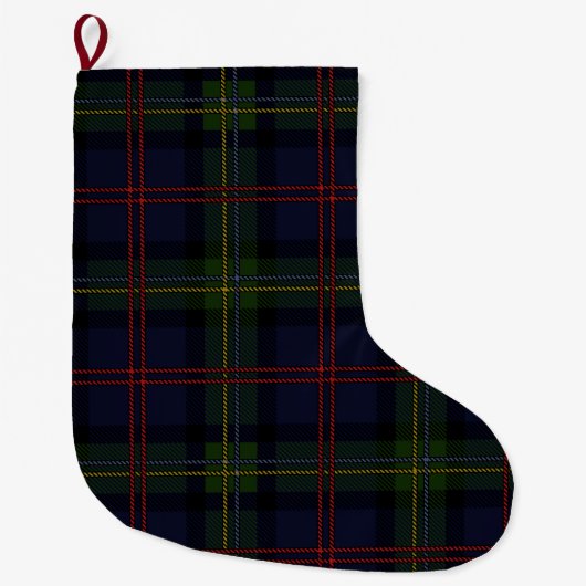 Plaid Elegant Rustic Holiday Tartan Grote Kerstsok (Voorkant)