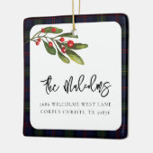 Plaid Elegant Rustiek Classic Tartan Familiefoto Keramisch Ornament (Links)