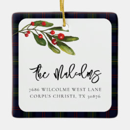 Plaid Elegant Rustiek Classic Tartan Familiefoto Keramisch Ornament