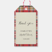 Plaid Elegant Rustiek Rood Check Vrijgezellenfeest Cadeaulabel (Voorkant)