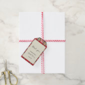 Plaid Elegant Rustiek Rood Check Vrijgezellenfeest Cadeaulabel (Met Touw)