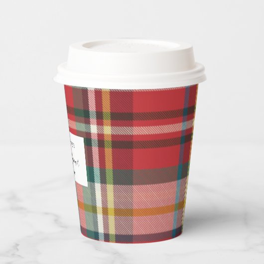Plaid Elegant Rustiek Rood Check Vrijgezellenfeest Papieren Bekers (Links)