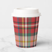 Plaid Elegant Rustiek Rood Check Vrijgezellenfeest Papieren Bekers (Achterkant)